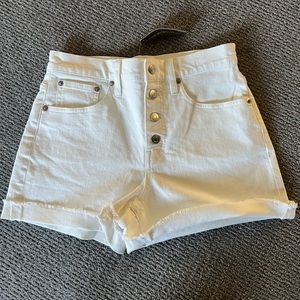 J. Crew high-waisted white denim shorts